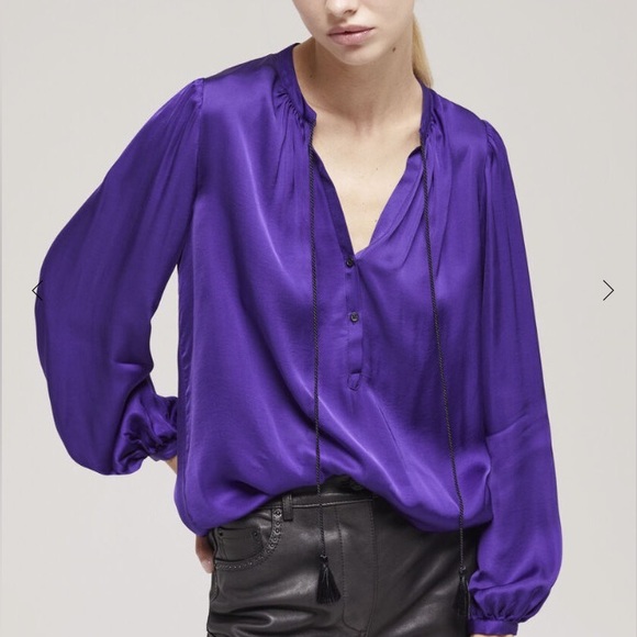 KOOPLES PURPLE SHIRT WITH PUFFED SLEEVES - Picture 4 of 7